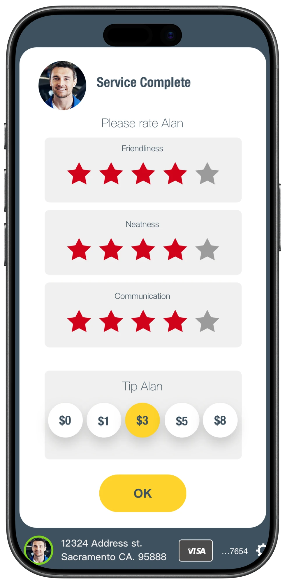 Service complete: three ratings and a tip