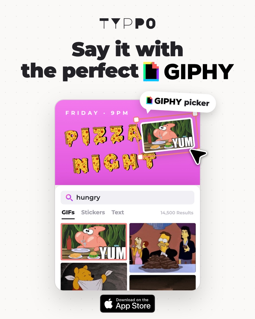 Say it with the perfect GIPHY: the GIPHY picker inside a Pizza Night template